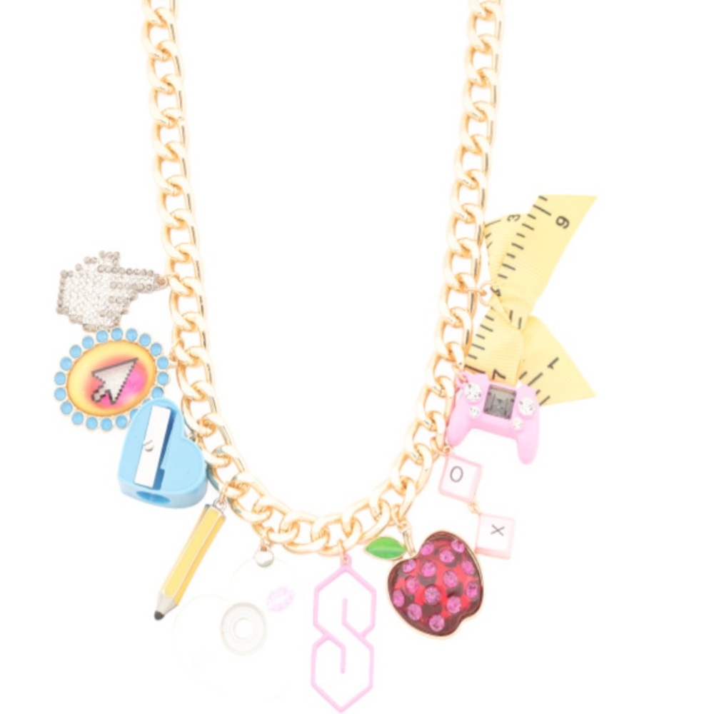 BETSEY JOHNSON Back to School Multiple School Supplies Charms Necklace NEW NWT - Picture 9 of 9